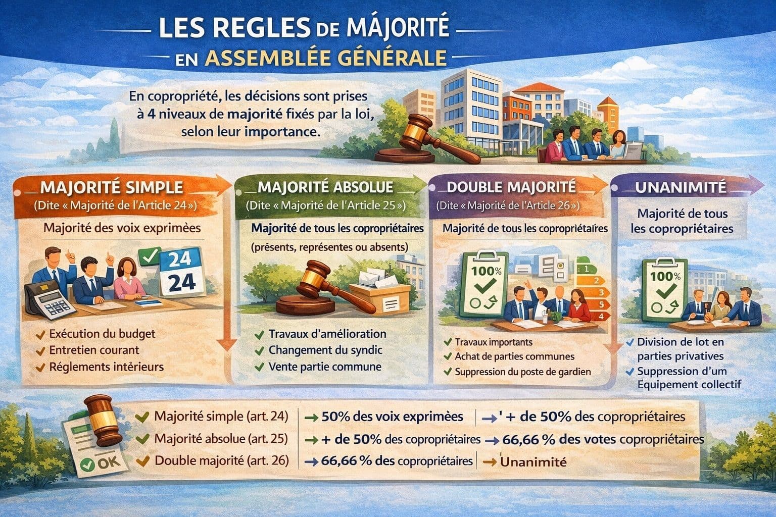 Les règles de majorité en Assemblée Générale de copropriété